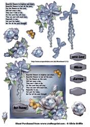 Blue Roses with Verse Topper