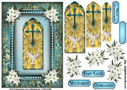 Stained Glass Cross with Lilies Py