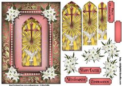 Stained Glass Cross with Lielis in Pink Sbs