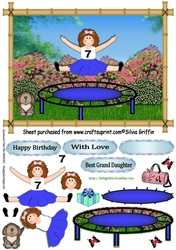 Girl on a Trampoline with blue skirt SBS