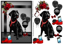 Black Labrador bringing you good cheer QS