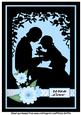 Mother and Child Silhouette Blue A4