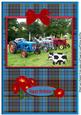 Tractor on Blue Plaid Birthday A4