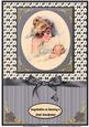 Vintage Mother and Baby in Grey A4