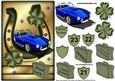 Horse Shoe and Clover with Blue Racing Car- 1 Qs