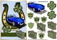 Horse Shoe and Clover with Blue Racing Car- 2 Qs