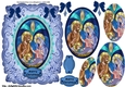 STAINED GLASS NATIVITY IN BLUE PYRAMID