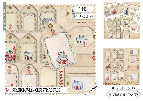 CHRISTMAS Scandinavian Tags