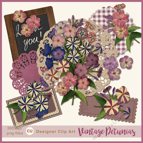 Vintage Petunias Mini Kit