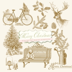 Merry Christmas Vintage Clip Art