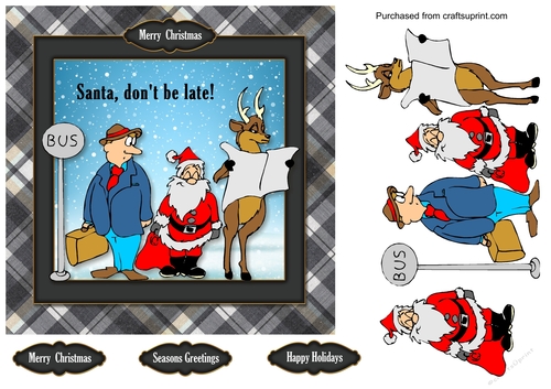 Santa Dont Be Late Topper with Decoupage