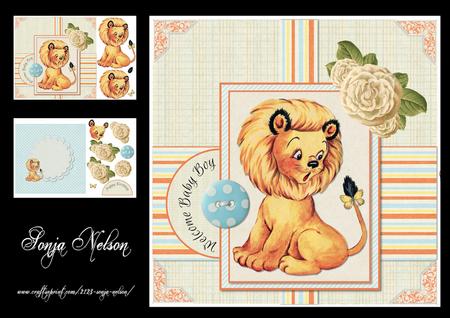 Vintage Lion New Baby Boy or Birthday Mini Kit