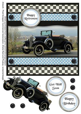 Black Classic Vintage Car Auto Birthday Get Well