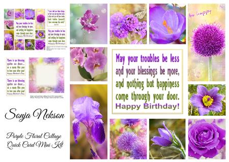 Purple Floral Collage Quick Card