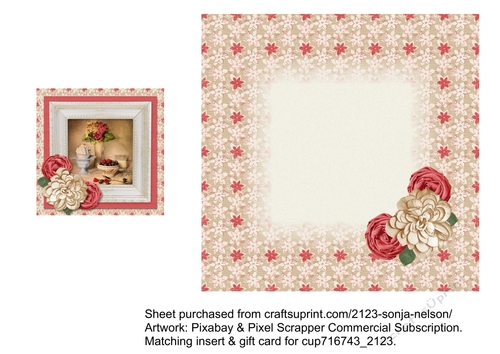Framed Food and Floral Quick Card Sheet Insert and Gift Tag