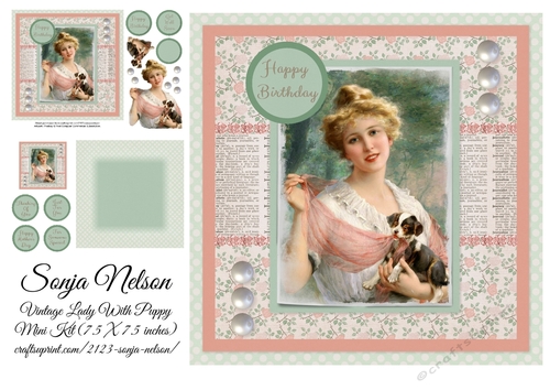 Vintage Lady With Puppy Dog Multi Use Mini Kit