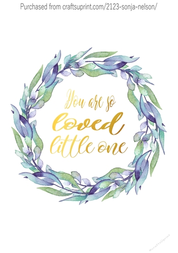 You Are Loved Wreath Nursery Word Art Printable Watercolor Wall Decor Print Designed at 8x10 