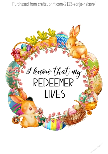 Easter Word Art Printable Bunny Wreath Wall Decor Print Designed at 8x10 