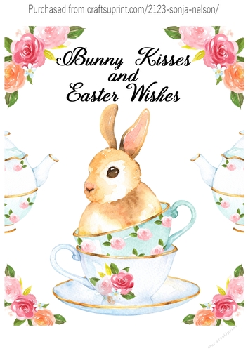 Printable wall decor 8x10 Bunny Kisses and Easter Wishes christian word art watercolor print