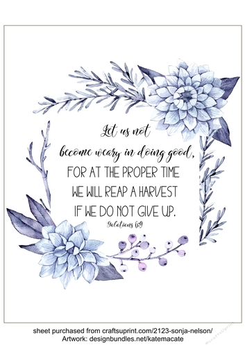 Printable wall decor 8x10 Galatians 6:9 Christian word art watercolor print