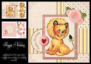 Vintage Lion New Baby Girl or Birthday Mini Kit