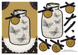 Butterfly Mason Jar Black Gold Sympathy Get Well Birthday