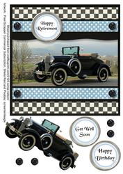 Black Classic Vintage Car Auto Birthday Get Well