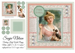 Vintage Lady With Puppy Dog Multi Use Mini Kit