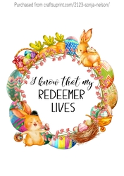 Easter Word Art Printable Bunny Wreath Wall Decor Print Designed at 8x10 