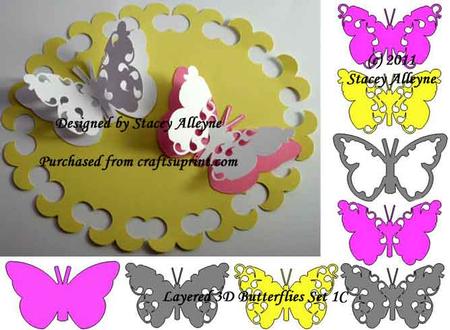 Layered 3D Butterflies Set 1c