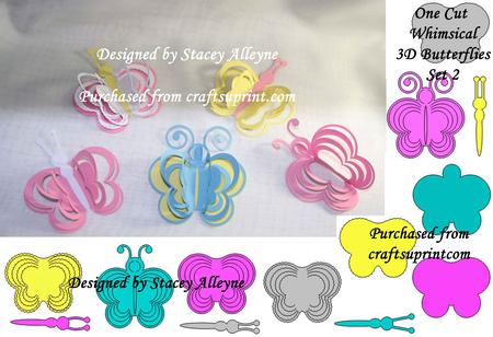 One Cut Whimsical 3D Butterflies Set 2 - Sil