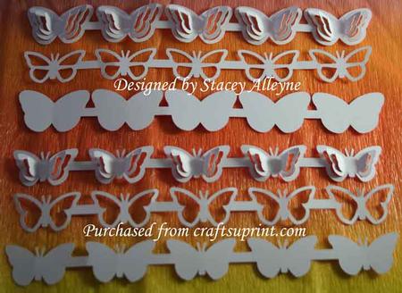 3D Butterflies Ribbon Horiz Reg - Sil