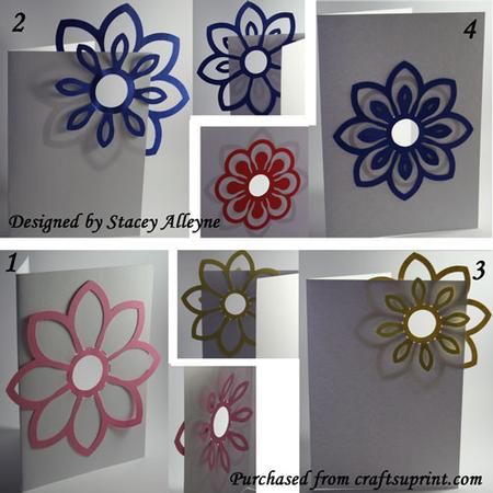 Poppin Flowers Card Templates Set 1 - Sil