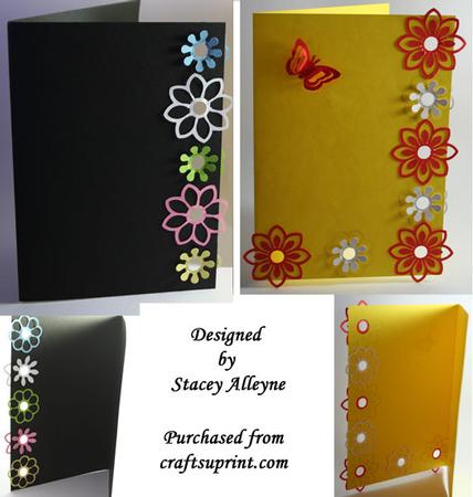 Poppin Flowers Card Templates Set 3 - Sil