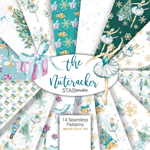 The Nutcracker Ballet Ballerina Christmas Patterns Christmas Fashion Printables DIY 