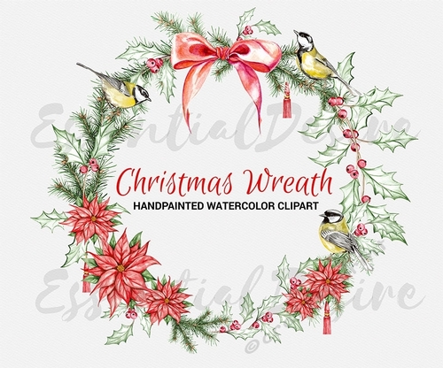 Christmas Wreath Watercolor