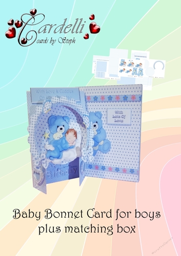 Baby Bonnet Card for boys with Matching Box