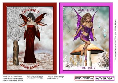 Garnet and Amethyst Birthstone Fairies 1