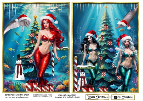 Christmas mermaids 1 and 2 toppers