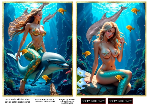 Mermaid girls and do;phins1 and 2