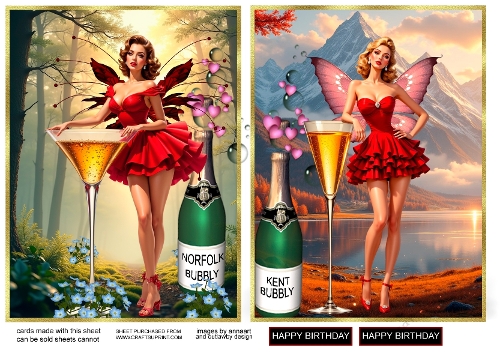 Fairy with glass of bubbly 1 and 2