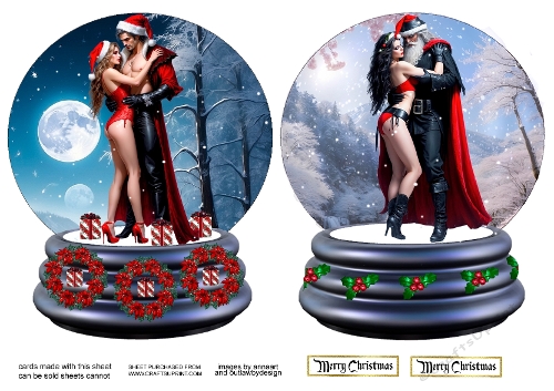 Sexy Santa snowglobes 1 and 2