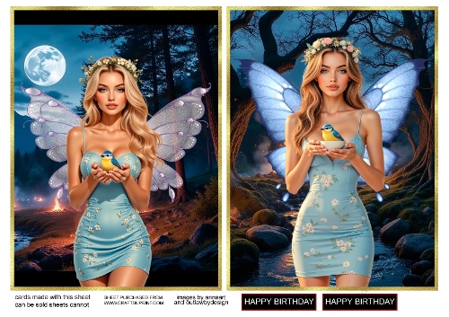 Sweet fairies with small birds