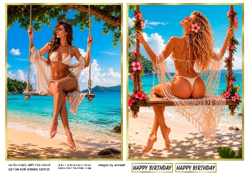 Beach girl on a swing 1 and 2