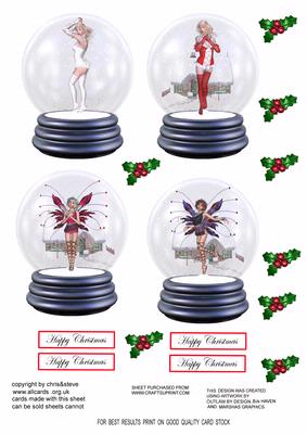 Saucy Ladies and Fairies Christmas Snowglobes