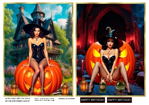 Sexy witch with pumpkin 1 and 2