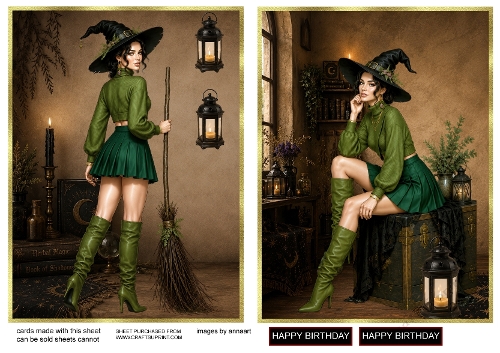 Pretty witch in green 1 and 2