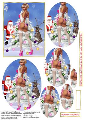 Naughty Father Christmas Oval Pyramage