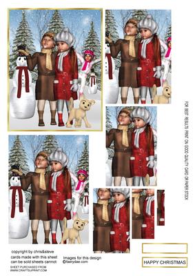 Children in the Snow Oblong Pyramage