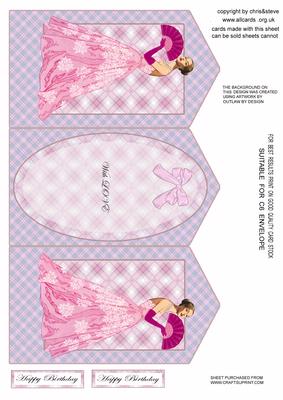Elegant Lady in Pink Tri Fold